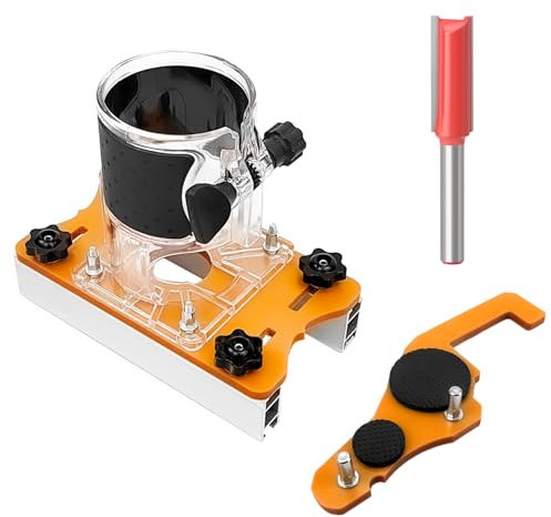 Gabarit Defonceuse a Bois,Base Multifonction 2 en 1, Base Réglable de 6 à 56 mm, Règle Intégrée à L'arrière, Adaptée aux Machines à Tailler d'un Diamètre Intérieur de 65 mm (jaune)