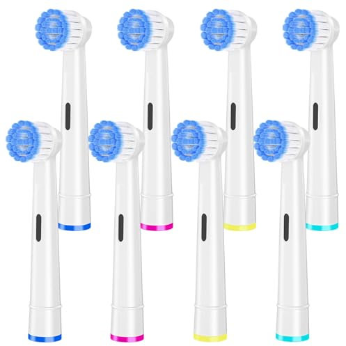Pro Sensitive Gum Care - Testine di ricambio compatibili con spazzolini elettrici Oral-B, confezione da 8 testine ad alta densità extra morbide, colore: bianco