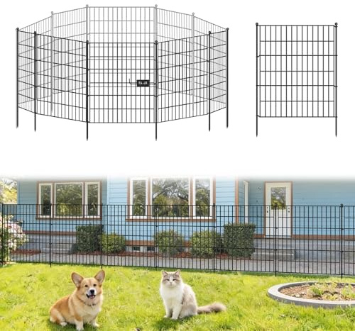 Cloture Jardin Exterieur 81 cm H × 71 cm L 5 Panneaux Clôture de Jardin en Métal – Décorative Clôture pour Jardin en Fer Forgé Antirouille Barrière pour Parterres de Fleurs, Arbres et Protection