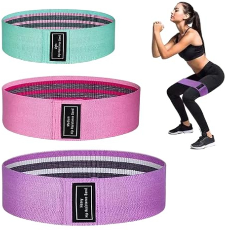 THQAE 3 Pcs elastici fitness, Elastici Fitness, Fasce Elastico Fitness in Tessuto con 3 Livelli di Resistenza, Bande Elastiche Fitness Antiscivoli per Esercizi Glutei, Yoga, Pilates, Palestra
