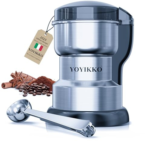 Macina Caffe' Elettrico 300W, Macinacaffè, Macinatura Regolabile Macina Caffe per Espresso/Gocciolamento/Versamento. Macinacaffè Per caffè, spezie e altri alimenti (Argento-238)