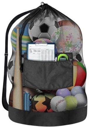 Mesh Fotbollsväska Andningsbar Multifunktionell | Rymlig Volleybollorganisatörväska Volleyboll förvaringspåse och fotbollsorganiserare för män kvinnor pojkar ungdomar