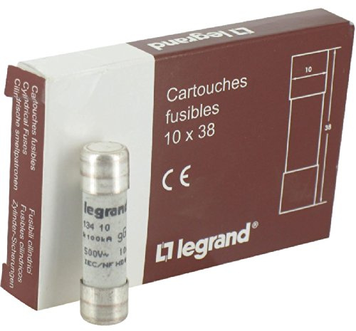 Legrand 013410 Type G Cartouche Industrielle Cylindrique avec Voyant, 10mmx38mm, 10A