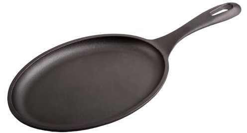 Victoria Sartén Fajitas Hierro Fundido Curado Inducción 25x18cm, Apta Fuego, Barbacoa, Horno, Vitrocerámica, Gas, Cast Iron Skillet Curada para Crear Antiadherente Libre de Tóxicos sin PTFE ni PFOA