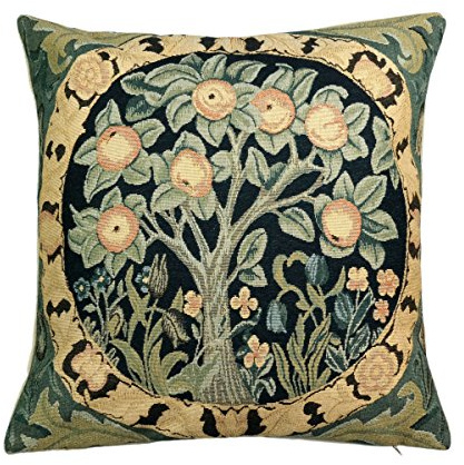 BelgianTapestries edle Kissenhülle, Zierkissenhülle 45 X 45 nach W. Morris Gobelin Cushion (Orange Tree)