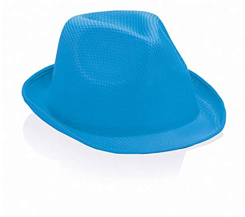 Publilancio srl 10X Cappello Panama in poliestere AZZURRO per feste eventi e party