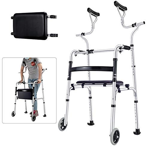 Deambulateur Rollator Marcheur Séniors avec Soutien Axillaire, Pliage Robuste en Aluminium Cadre de Marche Assisté avec Roues, Les Gens de Grande Taille Marcheurs Droits - Max Charge 180kg / 400lbs