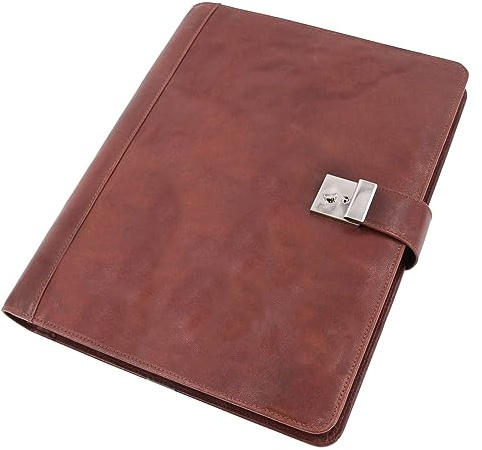 Alassio Dokumentenmappe mit Schloss, DIN A4, Büffelleder, inklusive 5 Dokumentenhüllen, cognac