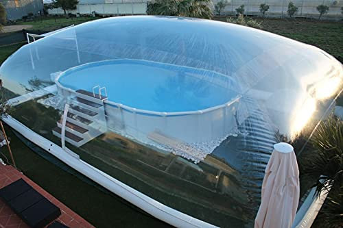 Inflatable TPU Above Ground Swimming Pool Solar Dome Cover Tent W/Blower/Pump (Size: 12x6x2.5m)