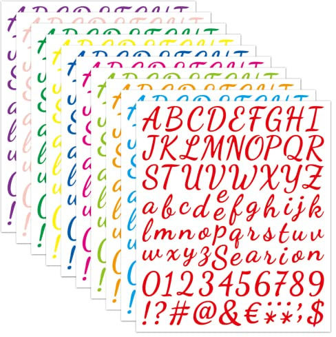 12 Fogli 1008 Pezzi Adesivi Lettere Alfabeto Lettere Adesive in Vinile Numeri Adesivi Stickers Lettere Adesive Adatti per Album Fotografici, Biglietti di Auguri, DIY Scrapbooking, Decorazioni Regalo