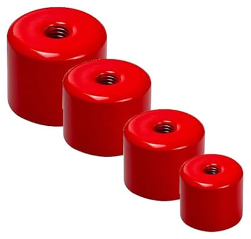 2 x Imán cilíndrico de sujeción AlNiCo Ø 17 mm x 16 mm Cuerpo de acero con rosca interior M6 x 5, lacado en rojo - fuerza 2,6 kg - 2 piezas - Base magnética de AlNiCo roscado