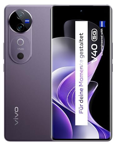 VIVO V40 5G Smartphone, 8 GB RAM + 256 GB ROM, 120 Hz AMOLED 6,78 Zoll 3D Curved Display, 50 MP ZEISS All-Hauptkamera, Aura Licht, 5250 mAh Akku, 80 W Fast Charge, IP68