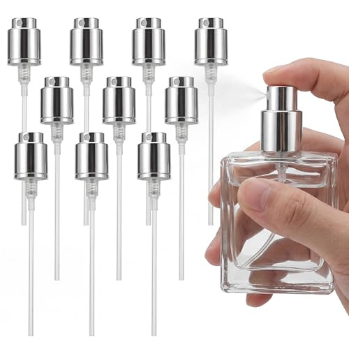 Beavorty 10Pcs Perfume Spray Nozzle Replacement, 13mm Silver Perfume Spray Top & Press Pump Head Fine Mist Spray Nozzle For DIY Perfume Fragrance Bottles Cologne Empty Travel