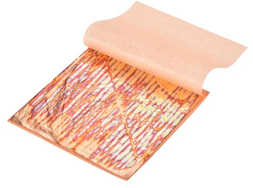 sourcing map 25 Pcs Gold Leaf Sheets 5.5 x 5.5 Imitation Gold Foil Sheets Variegated Booklet with Pattern for Crafts,Picture Frames,Nails and DIY Arts Decoration,Copper Stripes