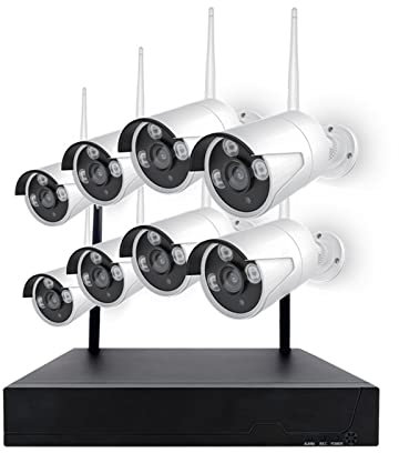 Telecamere per la sicurezza domestica, 2 milioni di telecamere wireless a 8 vie Set telecamera di sorveglianza wireless domestica Set HD Night Vision WIFI Network Monitor remoto for telefono cellulare