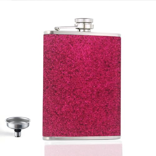 Poraceous Petacas de Alcohol con Purpurina para Mujer, 8oz/240ml Petacas de Acero Inoxidable, Whisky Hip Flask, Petaca Portátil con Embudo, para Bodas al Aire Libre, Bar, Escalada y Camping