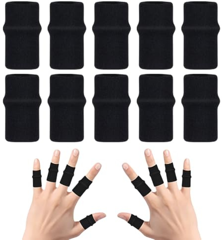 LACHT Tutore dita mano,10 pezzi Manicotti Elasticizzati Proteggi Dita, Protezioni per le Dita Culle Tutore Dito a Scatto per Pollice per Artrite del Dito Trigger Gonfiore Basket Sport