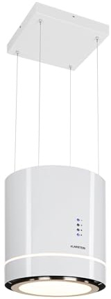 Klarstein Hanging Island Cooker Hood, Extractor Fan for Kitchen Islands, 540m³/h Airflow, Timer, Adjustable Kitchen Extractor Fan with Futuristic Design, 3 Mode Cooker Hoods, Activated Carbon Filters