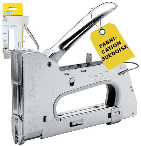 Rapid R36 PRO Graffatrice Manuale per Graffe Fermacavi n.7 e n.36, Dotata di Impugnatura Ergonomica e Parti Interne in Acciaio, Regolatore di Forza a 3 Fasi e Grilletto, Realizzata in Svezia (5001673)