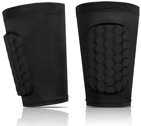 AYBUY Parastinchi da Calcio, 1 Paia Parastinchi Calcio Calzini Maniche con cuscinetti a nido d'ape, Elastico Paratibie per Ragazzi e Ragazze, per sci, calcio, ciclismo, arrampicata, Bambini