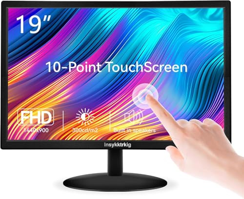 Monitor touch screen da 19 pollici FHD 1440 x 900 60 Hz Multi-Touch Monitor, PC 16:10 Display con altoparlante/HDMI/VGA/Type-B, compatibile con computer portatile/Ras Pi/Windows OS/Desktop