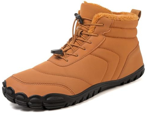 Botas de nieve de invierno para hombre y mujer, con suela gruesa y acolchado suave, marrón, 37 EU