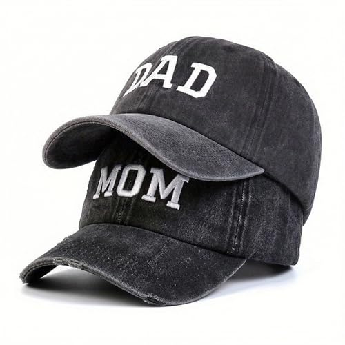 NSXVIA Baseballkeps med inskription Mom and Dad för pappa och mamma - Tvättad denim, broderad, justerbar, present för par, föräldrar, unisex