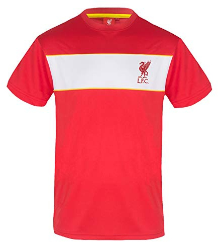 Liverpool FC T-Shirt Mens Poly - Official Gift - Red White Stripe Medium