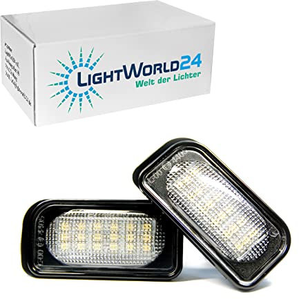LIGHTWORLD24 LED Kennzeichenbeleuchtung Glühbirnen Nummernschildbeleuchtung Lampe mit CanBus 6000K Xenon für 2000-2007 C-Klasse W203 4-Türer Limousine 2er Set