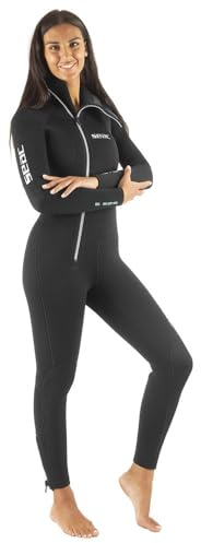 SEAC Club Lady, Muta in Neoprene da 5 mm con Cappuccio Integrato, Protezioni in Powertex nelle Spalle, Ginocchiere e fondoschiena