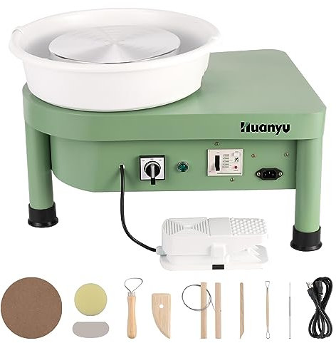 Huanyu Keramik-Maschine mit Fußpedal, 25,4 cm, elektrische Töpfermaschine mit abnehmbarem Becken, für Töpferstudio, Töpferei, Heimwerken, Töpferei, Schule