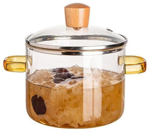 Casserole transparente pour la cuisson, en verre avec couvercle, 1,6 l, passant au micro-ondes, pour la bouillie de lait à soupe, poignée