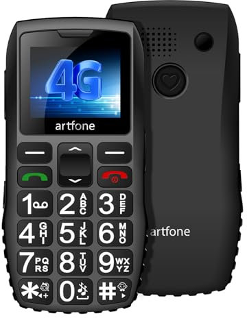 artfone C1+ 4G Seniorenhandy ohne Vertrag | SOS Notruftaste, Ladestation, Lautsprecher, Kurzwahl, Bluetooth, USB-C | Einfaches, Robustes Handy mit Kamera | Deutsches Menü | Große Tasten & Schrift