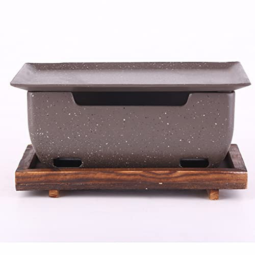 Réchaud à Alcool au Charbon de Bois Multifonctionnel, Barbecue de Table Yakitori avec Base en Bois et Support de Combustible, Barbecue Hibachi en Fonte d'aluminium de Style coréen