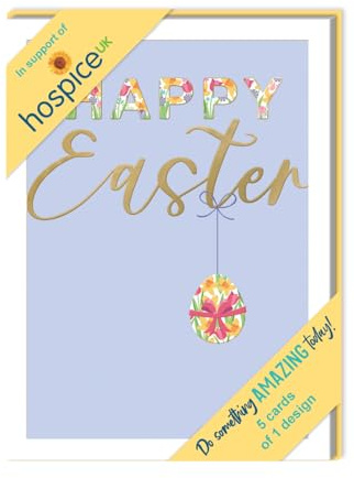 Second Nature Pack of 5 Happy Easter Traditional Hospice UK Charity Easter Cards ESAP003