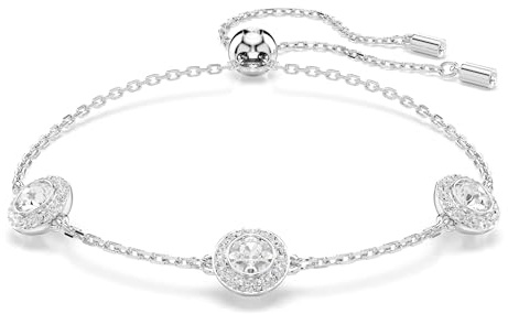 Swarovski Una Angelic Braccialetto, Gioiello Versatile con Cristalli, Taglio Round, Motivo Double Face, Chiusura a Scorrimento, Placcatura in Tonalità Rodio, 24 cm, 0,8 x 1 cm