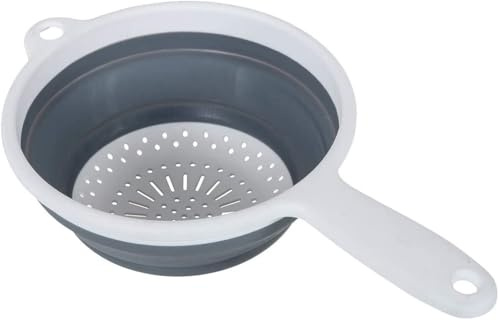 Pop & Store Collapsible Food Colander with Handle 8 Plastic Kitchen Strainer & Drainer – Foldable, Easy-Clean Fruit & Vegetable Strainer.