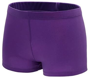 Kucy Little Girls' Shiny Dance Tumbling Sports Gymnastics Purple Print Shorts for Girls 7-8years