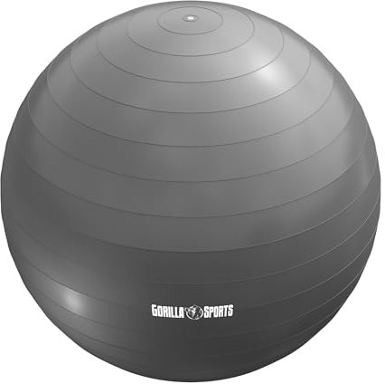GORILLA SPORTS® Gymnastikball - inkl. Luftpumpe, 55cm, 65cm oder 75cm, bis 500kg Belastbar, Anti-Burst, rutschfest, Farbwahl - Sitzball Büro, Yoga Ball, Balance Ball, Fitnessball, Trainingsball