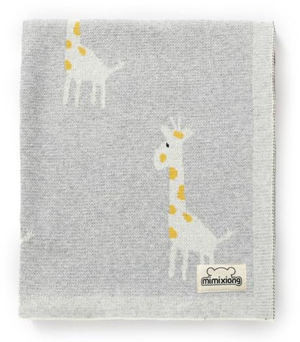 mimxiong - Manta de algodón Suave para bebé con Jirafa Gris, tamaño 100 x 80 cm (Gris)