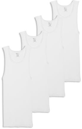 Jockey Men's Undershirt 100% Cotton A-Shirt Tank - 4 Pack, White, L