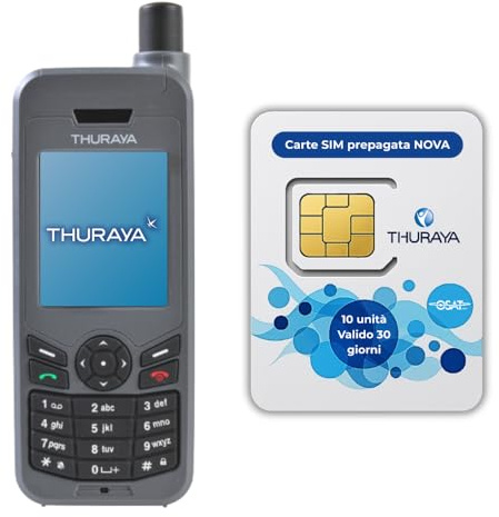 OSAT Téléphone Satellite Thuraya XT-Lite + Carte SIM prépayée Nova 10 unités | Validité de 30 Jours | Couverture Voix et SMS pour Communication à Distance et d'urgence