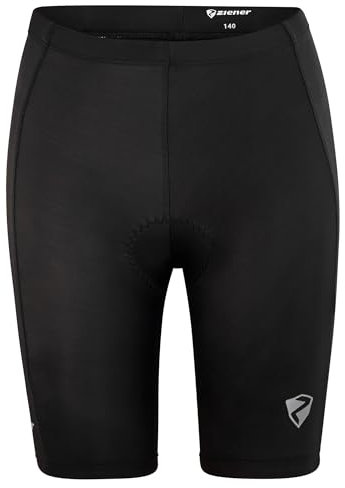 Ziener Unisex Kinder Nimo X-functie Fahrrad Tight Rad Hose Mountainbike Rennrad atmungsaktiv schnelltrocknend gepolstert, Schwarz, 128 EU