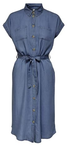 ONLY Onlpema Hannover SS DNM SH Dress Qyt Robe en Jean, Bleu foncé Denim, M Femme
