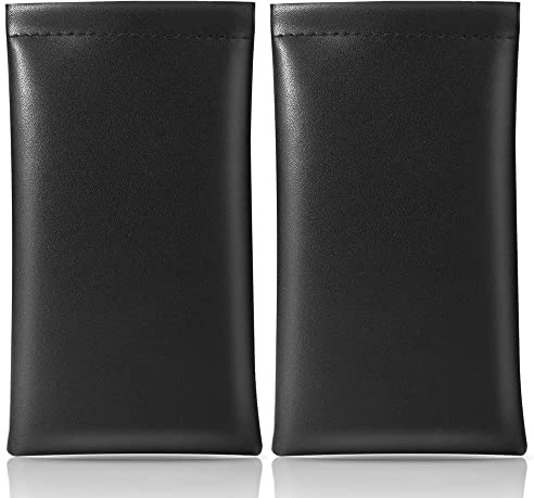 2-pack klämstängning premium PU-läder solglasögon glasögonförvaringspåse