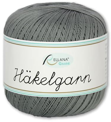 Frida's Wollhaus Rellana 50 g Häkelgarn 100% Baumwolle | 13 Farben zur Auswahl |Häkeln Handarbeit (14 | grau)