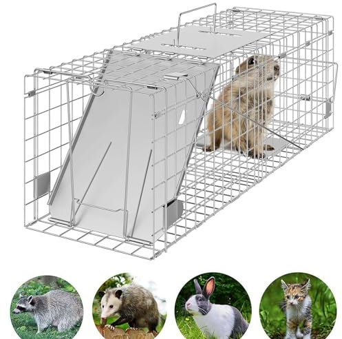 Tierfreundliche Lebendfalle Maus Ratte Marder Katze Siebenschläfer in 61x19x21cm, Mausefalle Lebend Rattenfalle Lebendfalle Groß, Wiederverwendbar Katzefalle Lebend Käfig Falle für Lebende Tiere