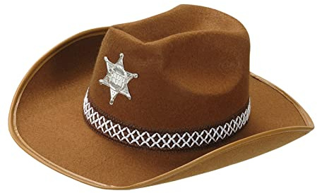 CARTOON Cappello da cowboy in feltro marrone accessorio per costume travestimento abito carnevale bambino