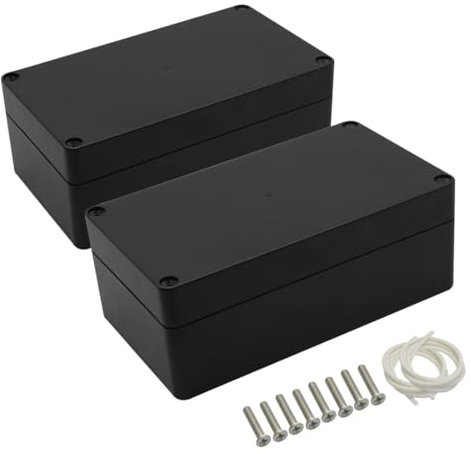 LeMotech Projekt Box ABS Kunststoff Verteilerkasten IP65 Wasserdicht Elektrische Boxen Universal Gehäuse Schwarz Außengröße 158x90x60mm(2 Stück)