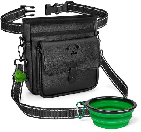 Witnewrage Leckerlitasche für Hunde, Wasserdicht Futterbeutel Hundetraining, Leckerlibeutel für Hunde mit Herausnehmbaren Innentasche, Gassi Tasche Hund mit Kotbeutelspender und Tragbarem Hundenapf
